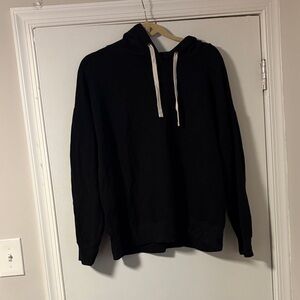 Black Hoodie with White Drawstrings
